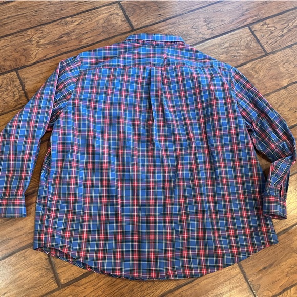 Croft & Barrow shirt men’s 4XB red blue Christmas plaid button down comfort soft - Picture 7 of 10